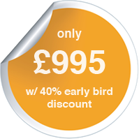 Only £995 with 40% early bird discount